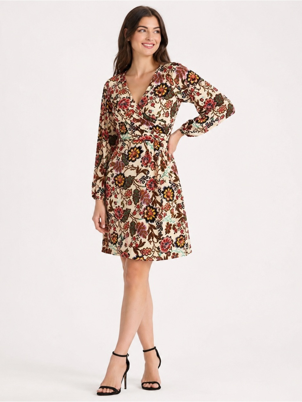 Maggy London Women's Faux Wrap V-Neck Floral Dress Womens Size 4 NWT